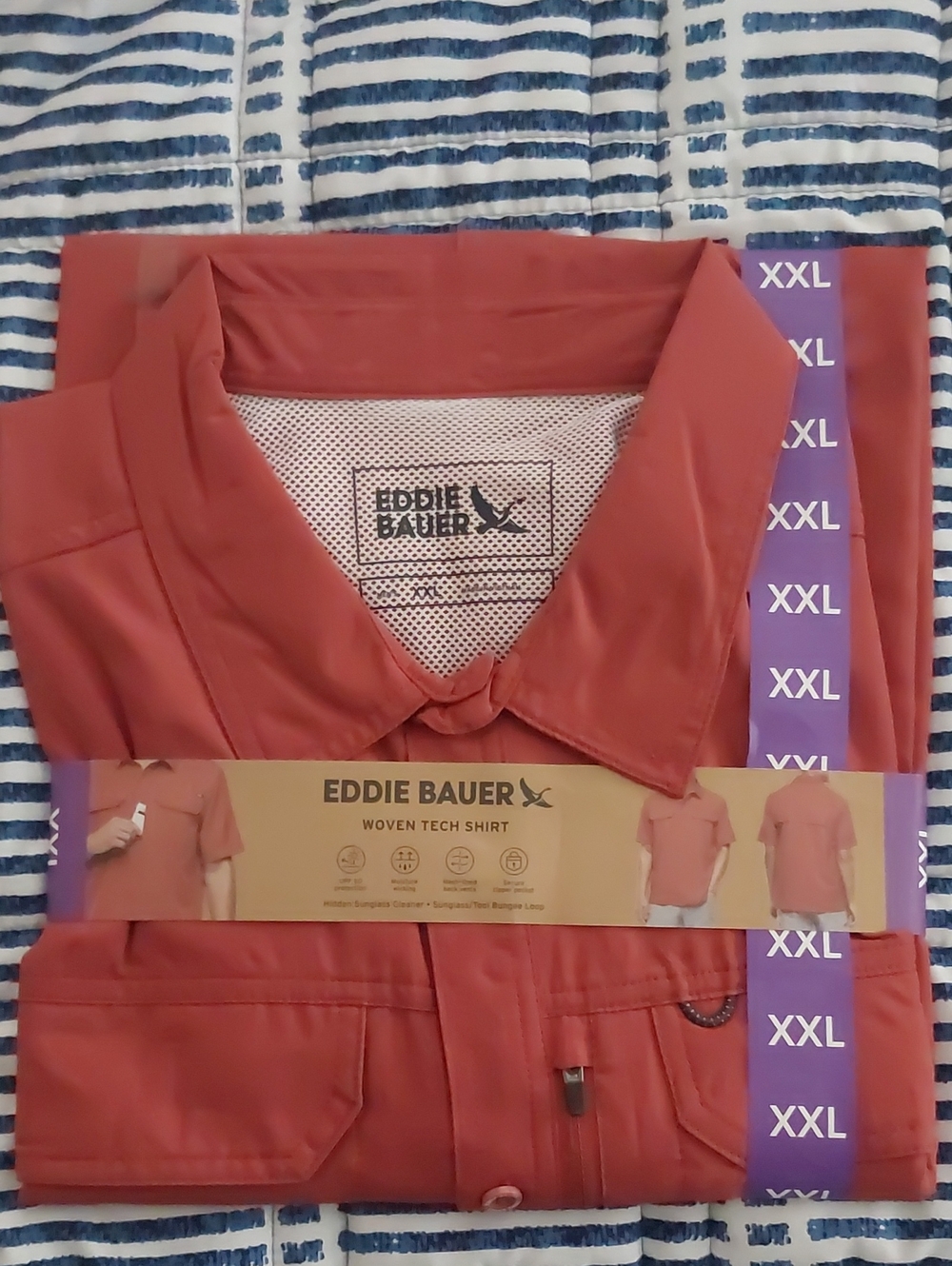 Eddie Bauer Men's Rust Red Short-Sleeve Woven Tech Shirt